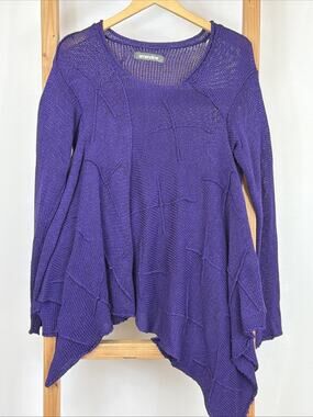 Amandine Germany Purple Loose Weave Scoop Neck Sweater XL Cotton Blend